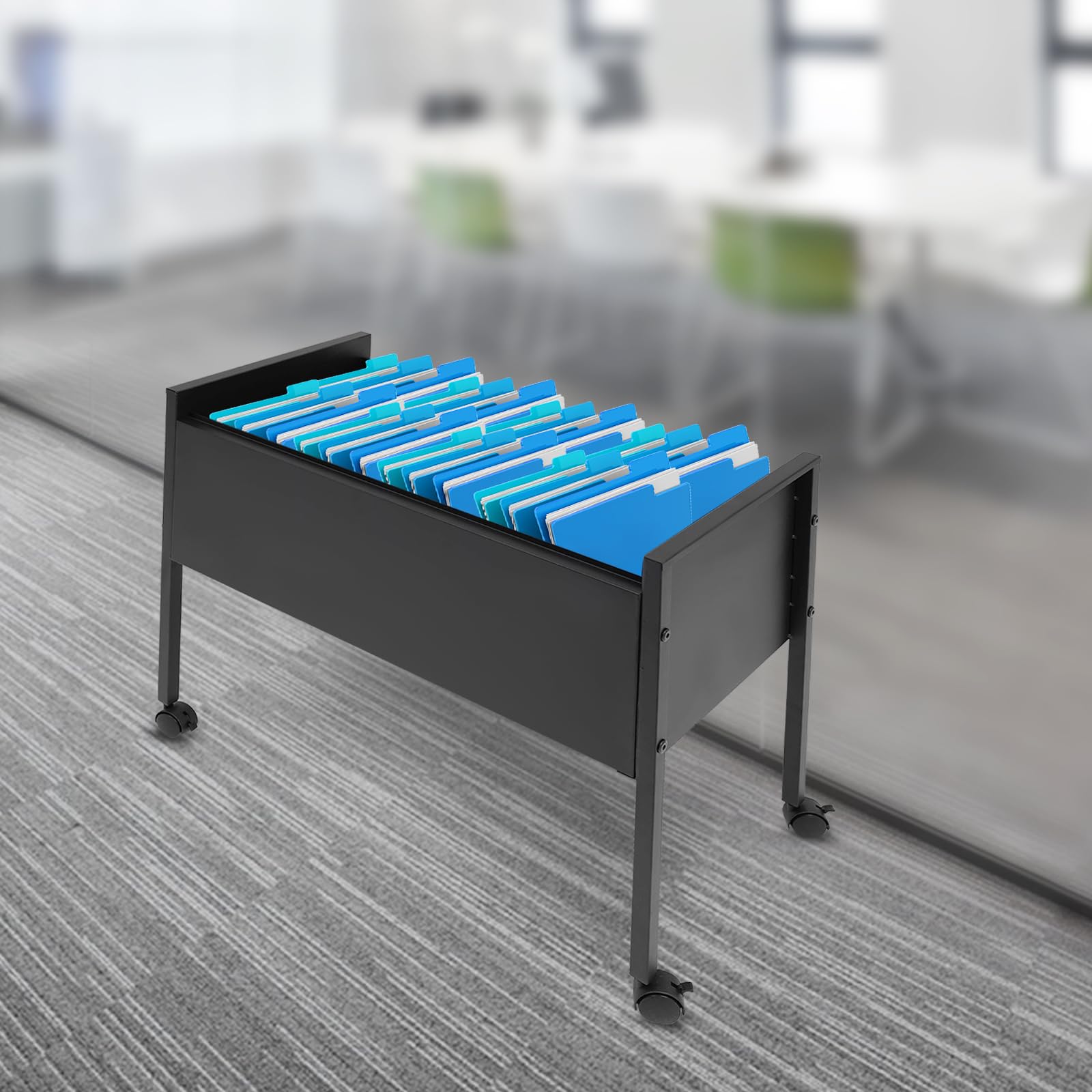Archivador enrollable con ruedas, archivador colgante, 80 carros de oficina, archivador con ruedas, armario para oficinas, salas de conferencias, estudio, apartamentos, 70 x 37 x 60 cm (negro)