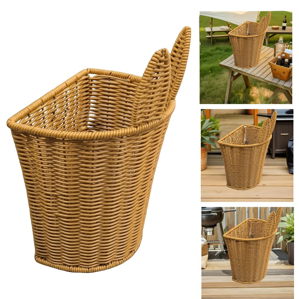 Zaino da picnic multiuso in vimini sintetico di rattan con tracolla per riporre oggetti all'aperto 20x20x15 cm dotato di robusto