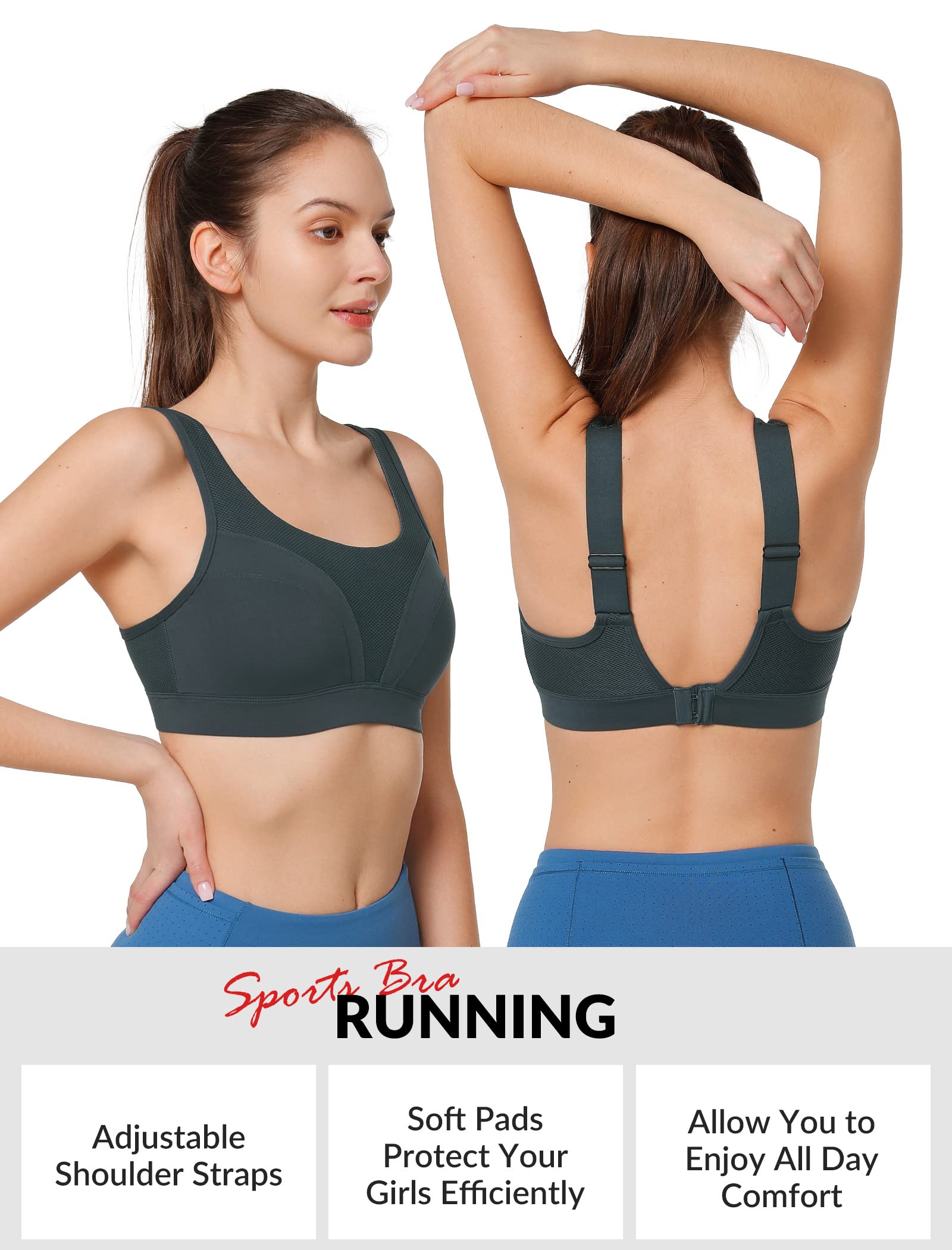Yvette Reggiseni sportivi regolabili modellati di supporto - Reggiseno senza fili ad alto impatto per seni grandi