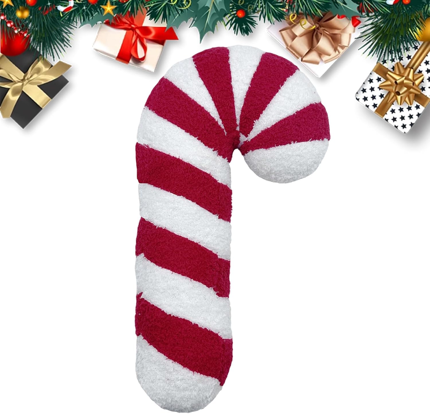 Candy Cane Plush Throw Pillow Christmas Decorations Soft Fluffy Candy Cane Pillow Stuffed Lollipop Plush Pillows Couch Sofa Decor for Christmas