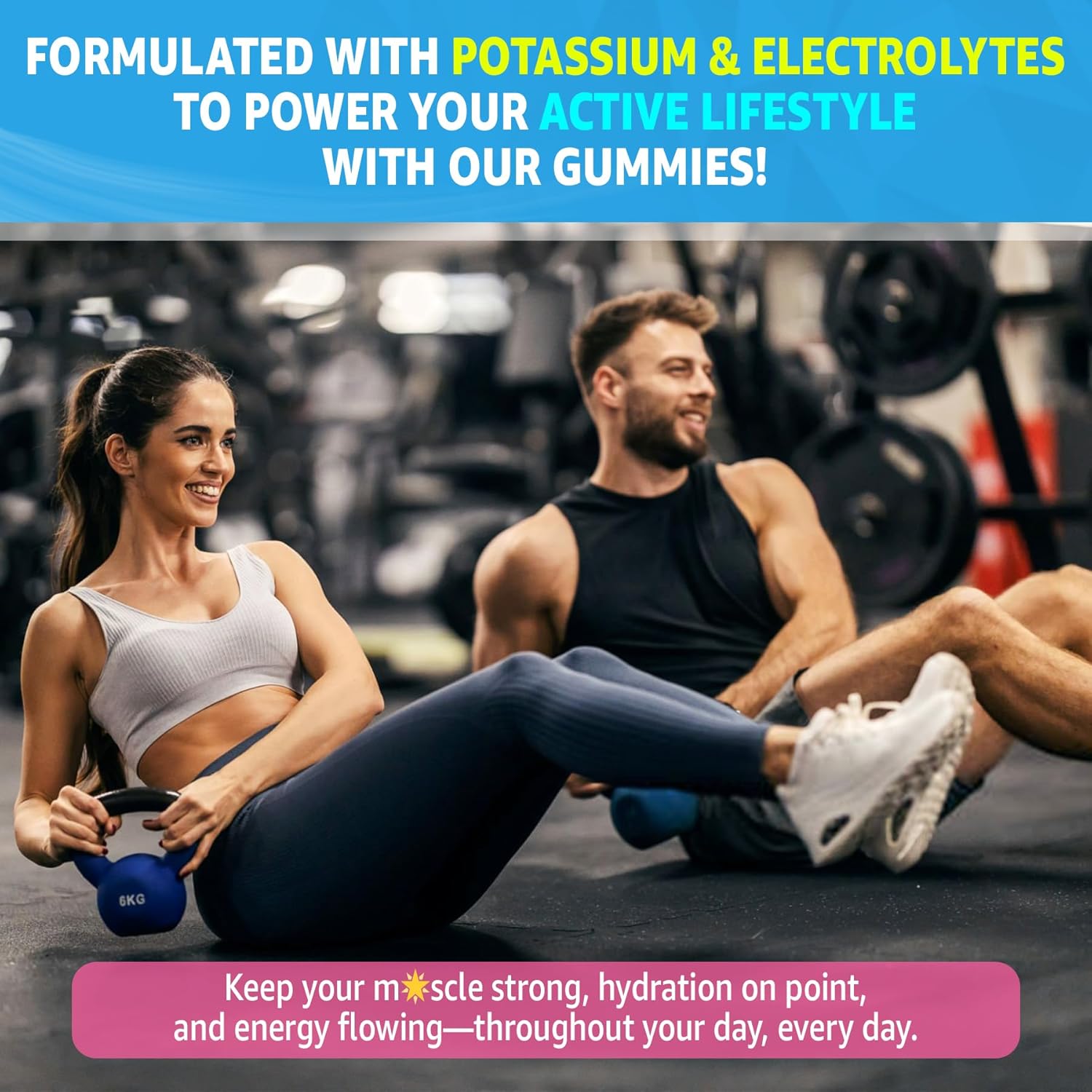 Potassium Citrate Gummies 1666mg for Adults - Potassium Supplement, Magnesium Glycinate, Zinc, B6, B12 & C – Electrolyte Gummies for Energy, Recovery & Leg Cramps, Vegan 60 Cts - Image 7