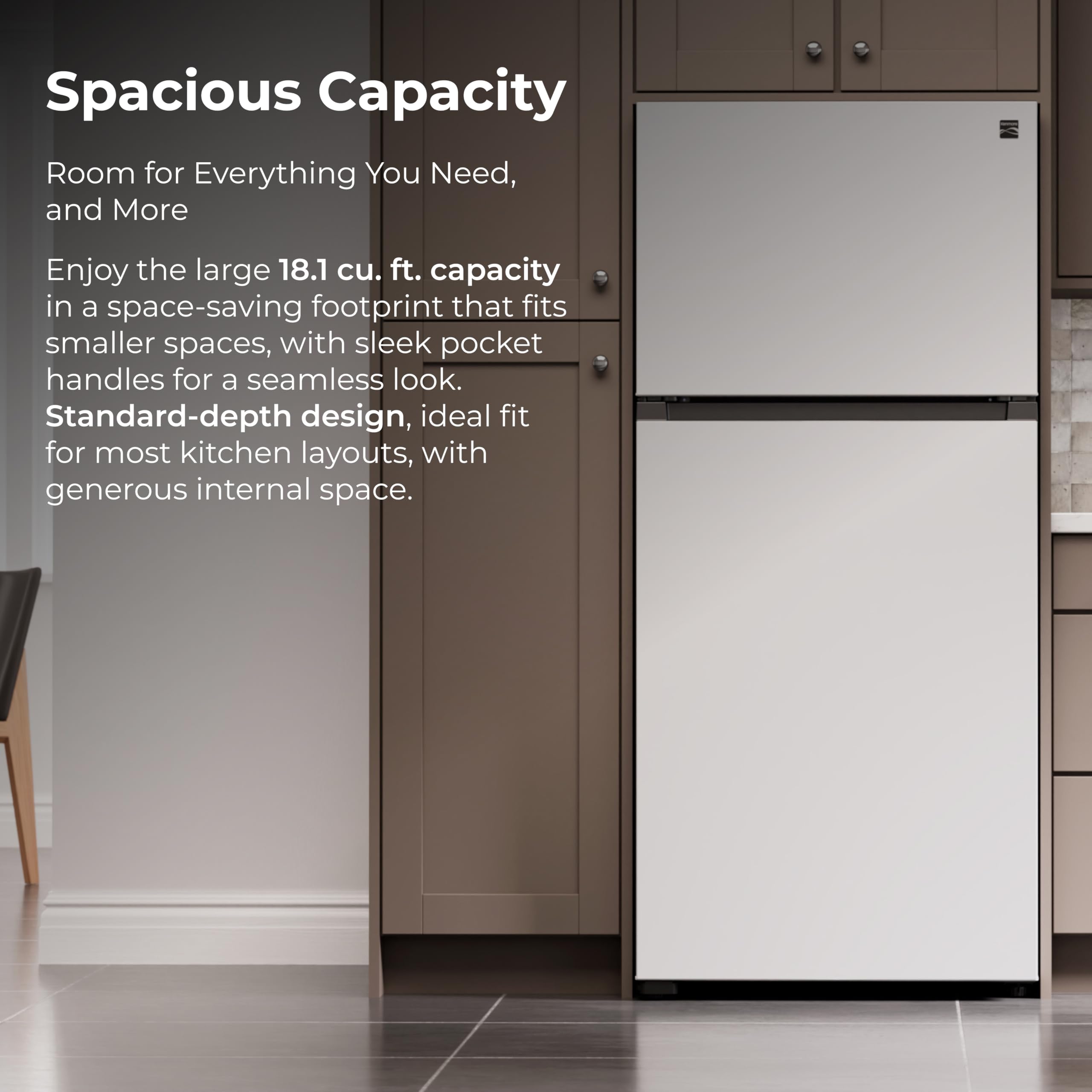 Kenmore 30 in. 18.1 cu. ft. Capacity Refrigerator/Freezer with Adjustable Glass Shelving, Humidity Control Crispers, Ice Maker, ENERGY STAR Certified, White on Fridge.com
