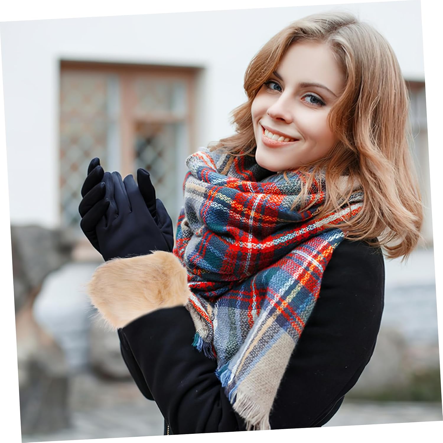 Didiseaon 1Pair Faux Fur Wrist for Women Fluffy Beige Arm Warmers Cozy Fuzzy Wristbands for Winter Soft Furry Wrist for Stylish Warmth and Comfort