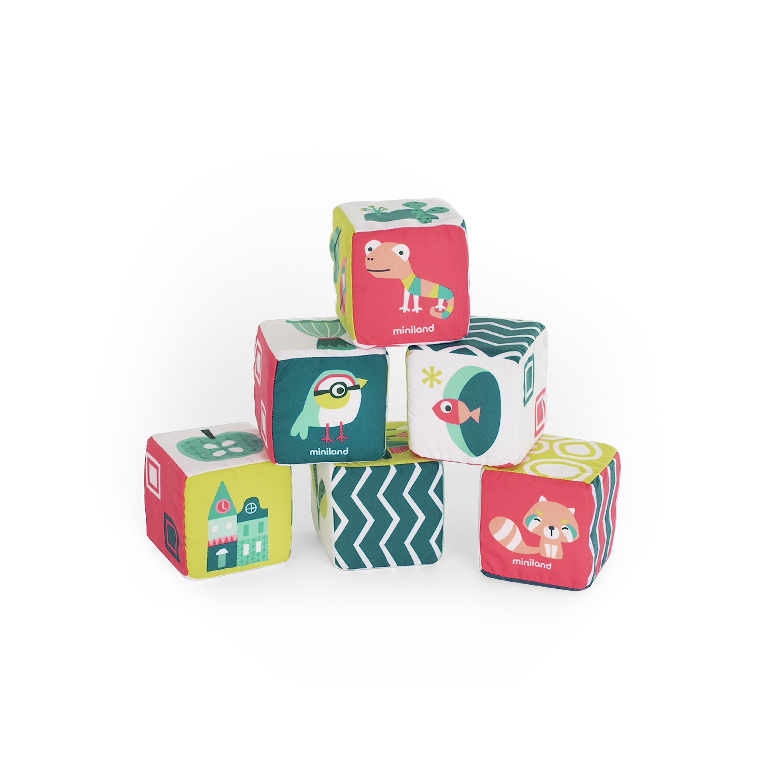 Amazon.com: Miniland Feel to Learn Soft Rattle Cubes Set for