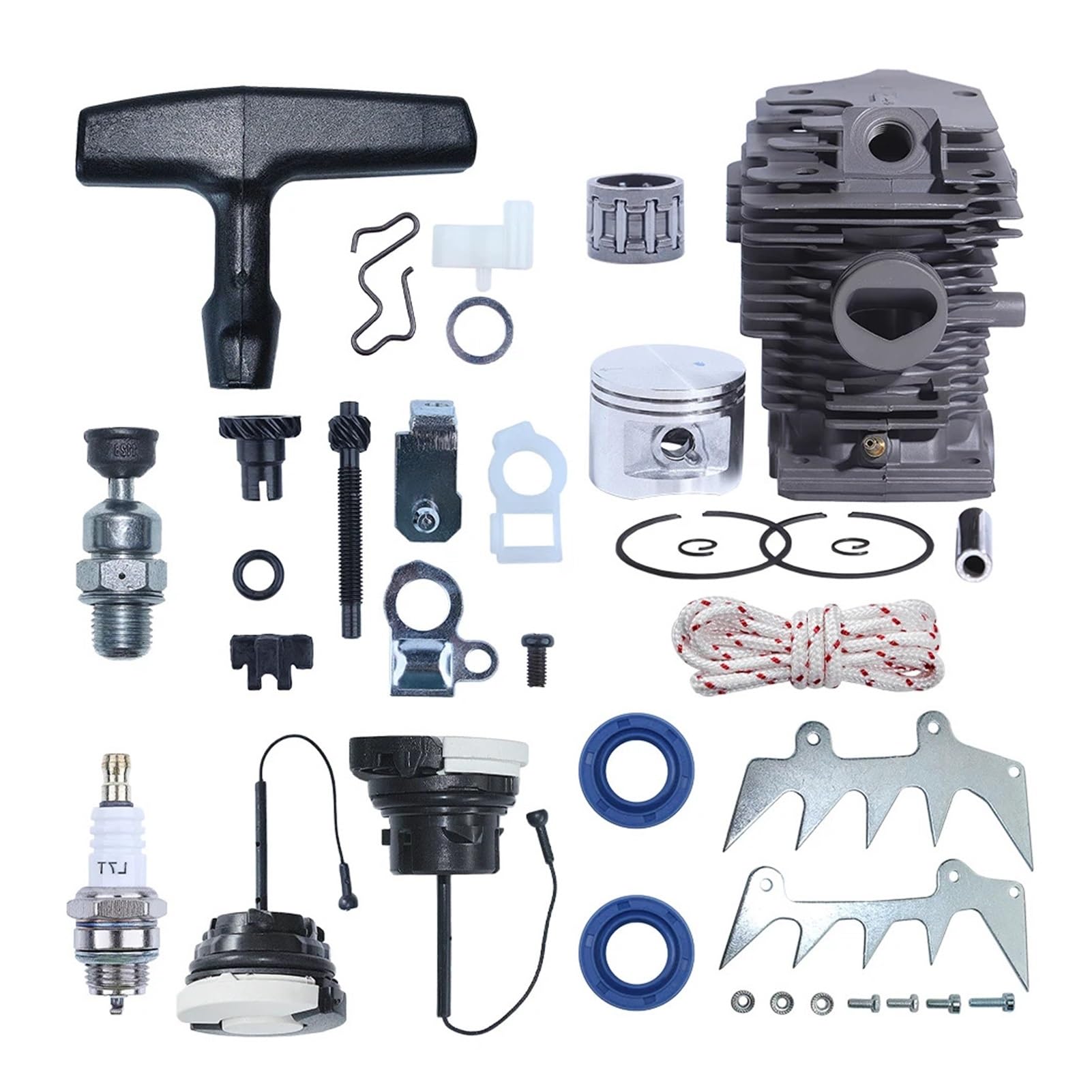 Kit de Ajuste de púas de trinquete de pistón de Cilindro de 46 mm for Motosierra MS280, MS270, MS 270 y 280, Tapa de Gasolina y trinquete de Arranque.