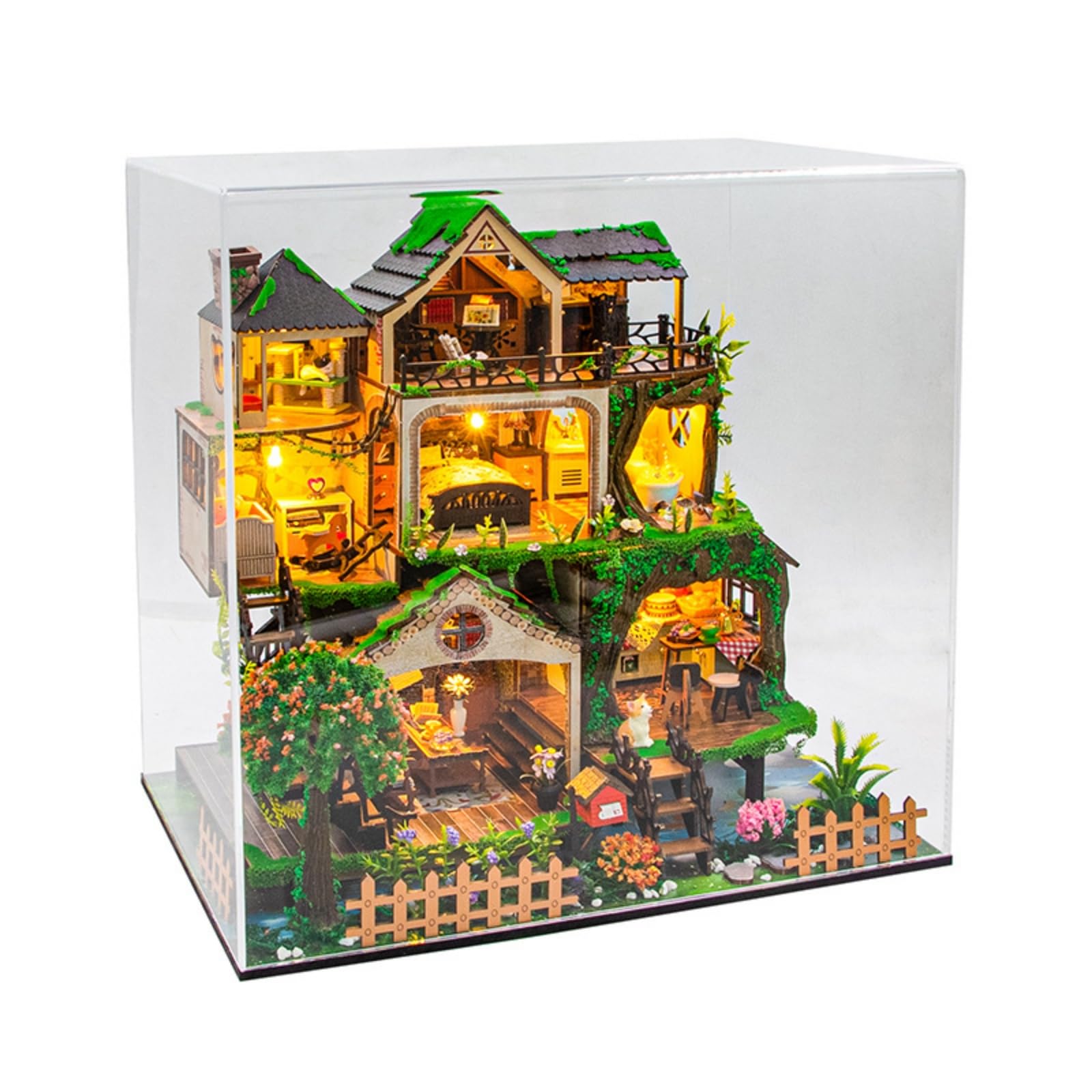 DIY Miniaturhaus Beleuchtet Miniaturhaus aus Miniatur Modell mit Beleuchtung für Bastler, Wohnzimmer, Style to 2