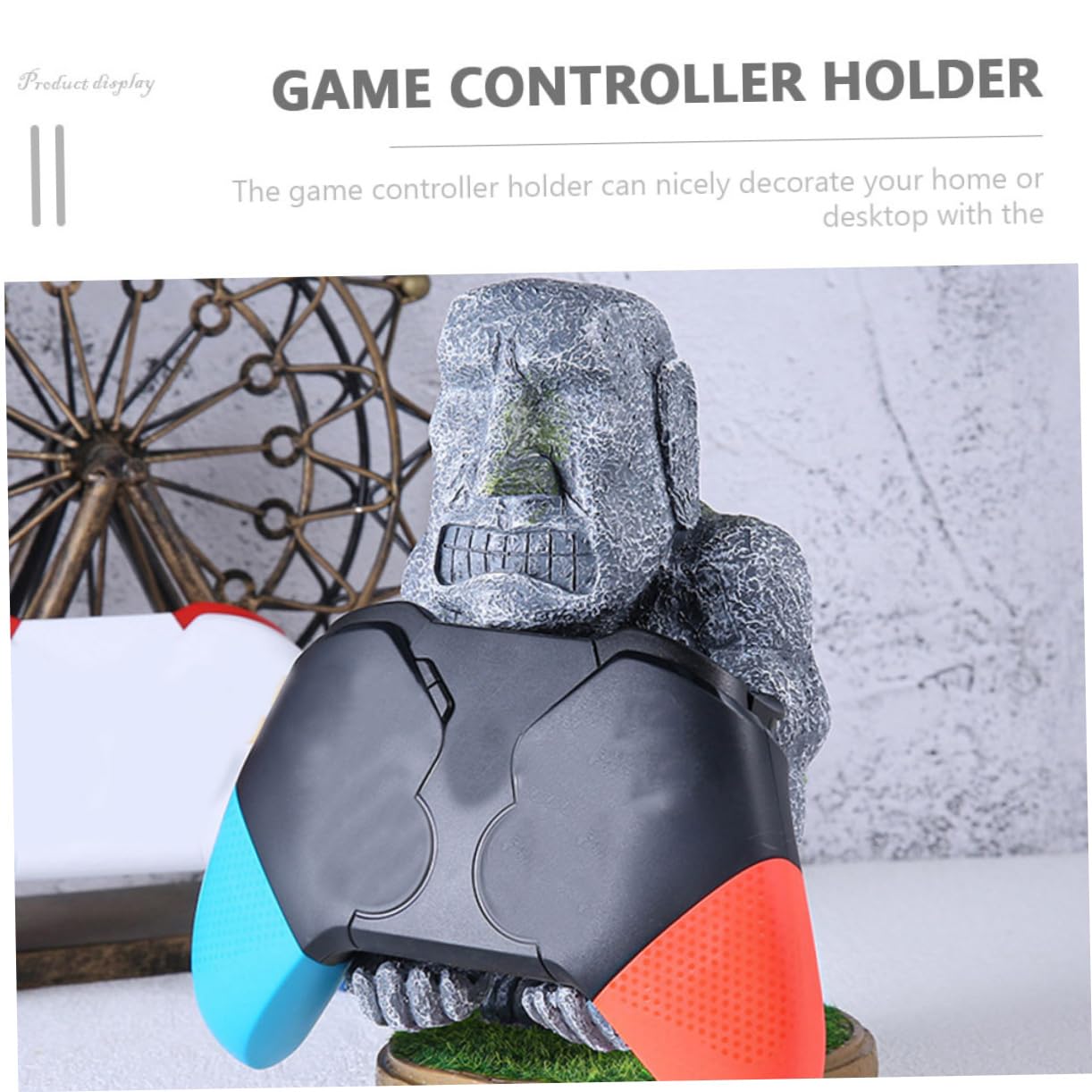 NUOBESTY Controller Statua per di Resina Gioco Supporto in Stabile e Design Unico Moai Accessori Decorazione Desktop Gaming