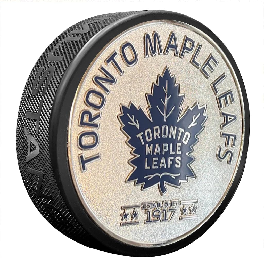 Sports Decor Toronto Maple Leafs Puck - Established Silver Medallion