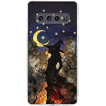 PrintiFy Samsung Galaxy S10 ile Uyumlu Vitray Cad  Saati Tasar ml   effaf Silikon K l f