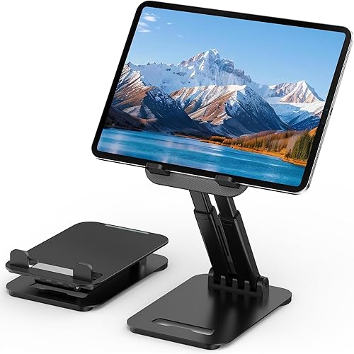 Soporte para tablet para iPad, soporte ajustable para tablet para escritorio, soporte plegable para monitor portátil compatible con tabletas de 4 a