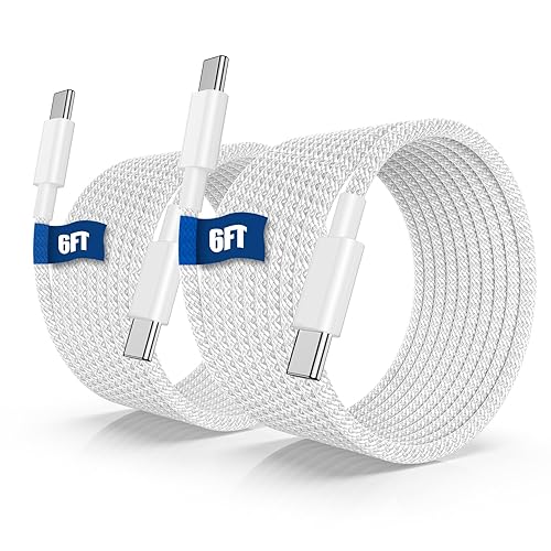 Cable de carga USB C para iPhone 15 de 6 pies, paquete de 2 cables de carga larga tipo C a tipo C para Apple iPhone 15 Plus15 Pro Max, iPad Pro de