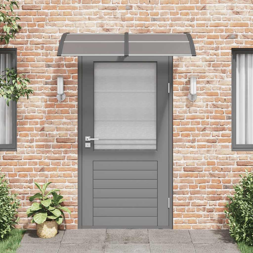 Tettoia nera 150 x 100 cm PC policarbonato, resistente alle intemperie, robusta struttura in alluminio, facile da montare, design moderno per casa, balcone e terrazza