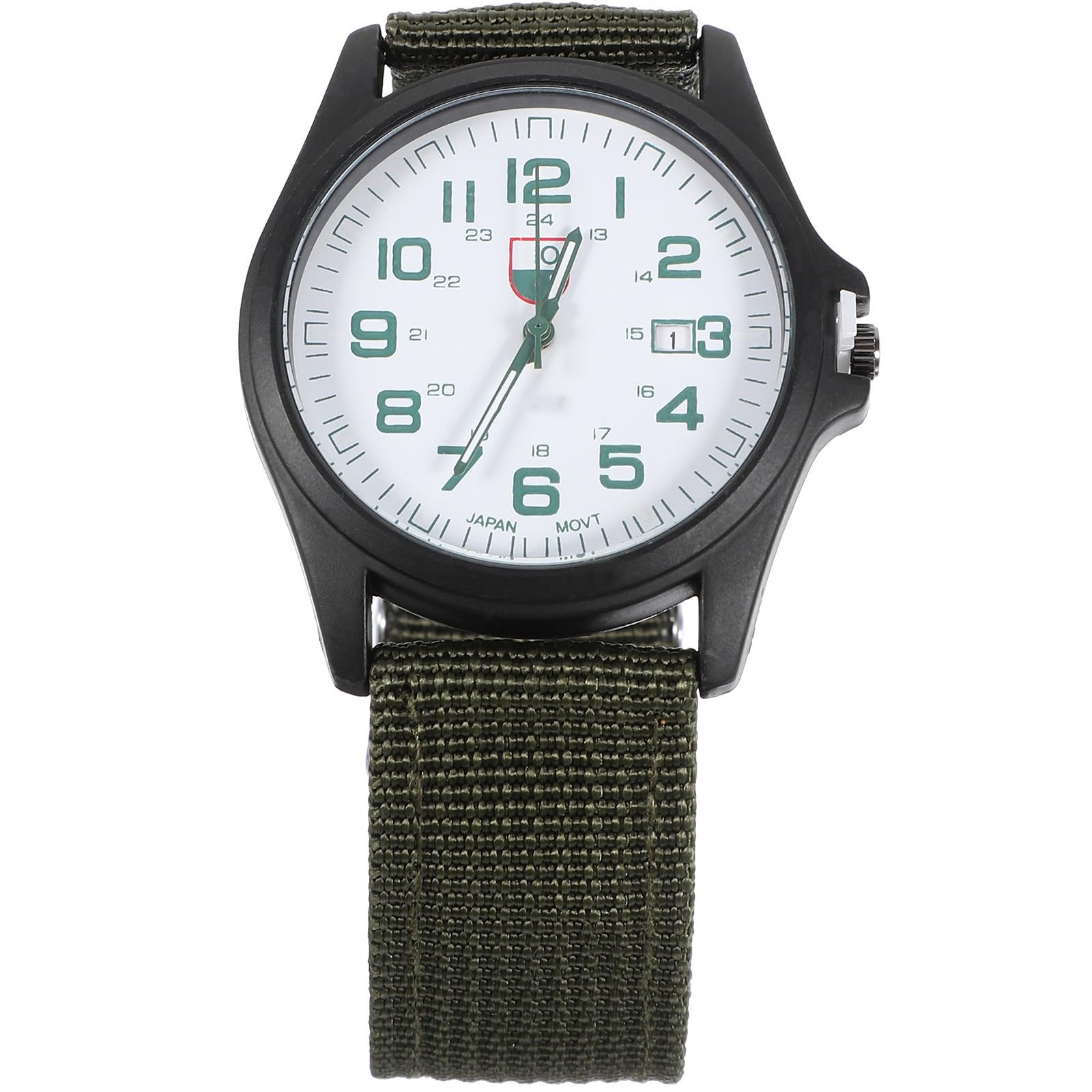 Reloj Nailon Verde Calendario de Pulsera de Cuarzo y Hombre