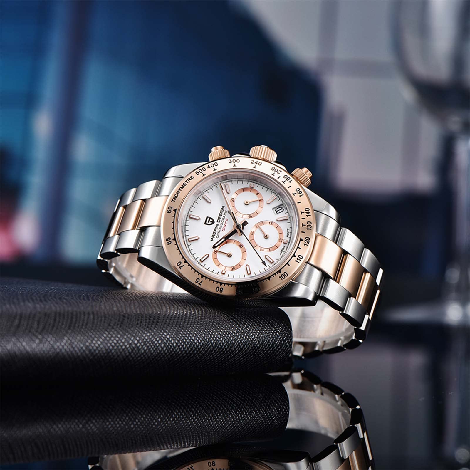 RollsTimi Orologio al Quarzo, Cronografo Classico Multifunzione da Uomo, Movimento in Acciaio Inossidabile VK63, Sportivo Resistente All'acqua 100M