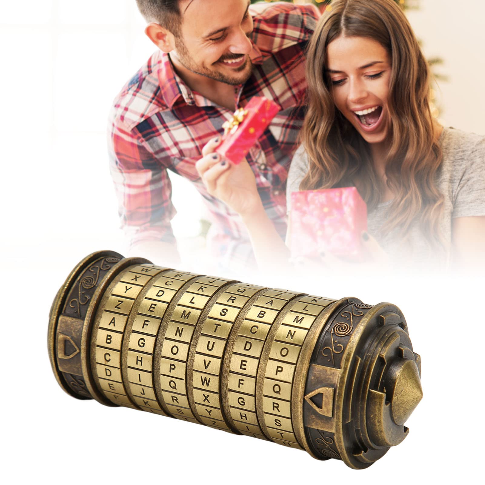 Candado con contraseña de letra, clásico y elegante, combinación de configuración bricolaje, candado Cryptex, juguete decorativo práctico aleación Zinc bronce verde