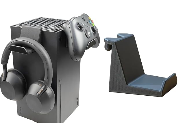 Controller and Headset Holder Compatible with Xbox Series X Side-Mounted Stand Accessory for Headphones or Gamepads No Tools