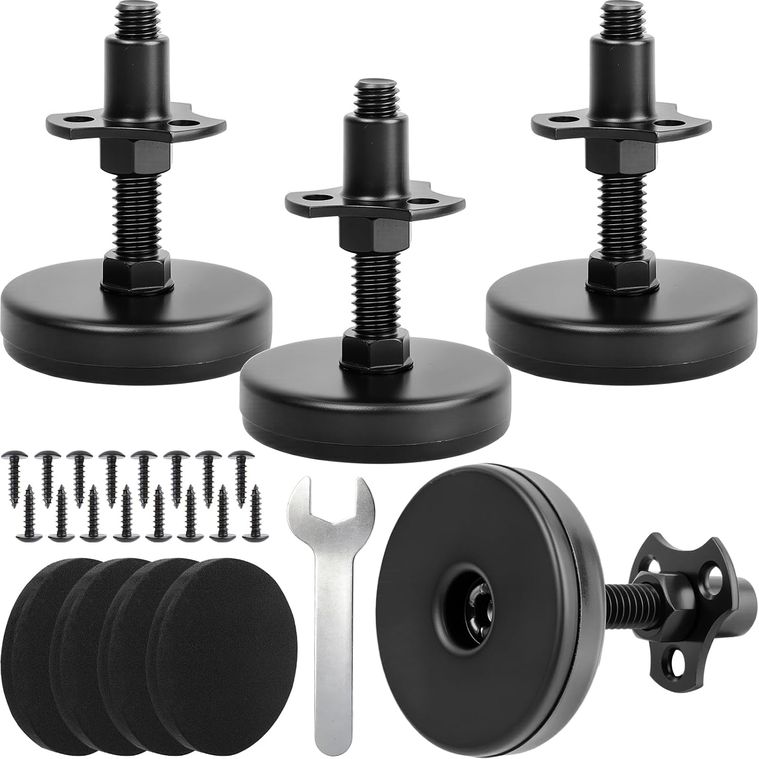 Upgraded Heavy Duty Leveling Feet 3/8"-16 Thread w/T-nut Kits,2.2" Dia Large Base Furniture Levelers,Adjustable Furniture Feet for Table Chair Cabinet Sofa Workbench and More,Support 1680LBs-4 Packs
