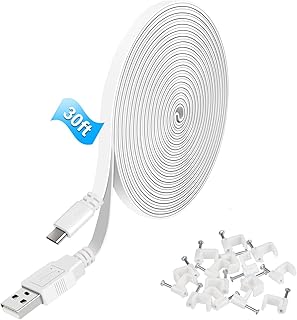 30FT Power Extension Cable Compatible with Wyze Cam v3, Wyze cam OG,Wyze Cam Pan, NestCam Indoor,Blink,Amazon Cloud Camera,USB to Micro USB Durable Charging for Camera (1pack)