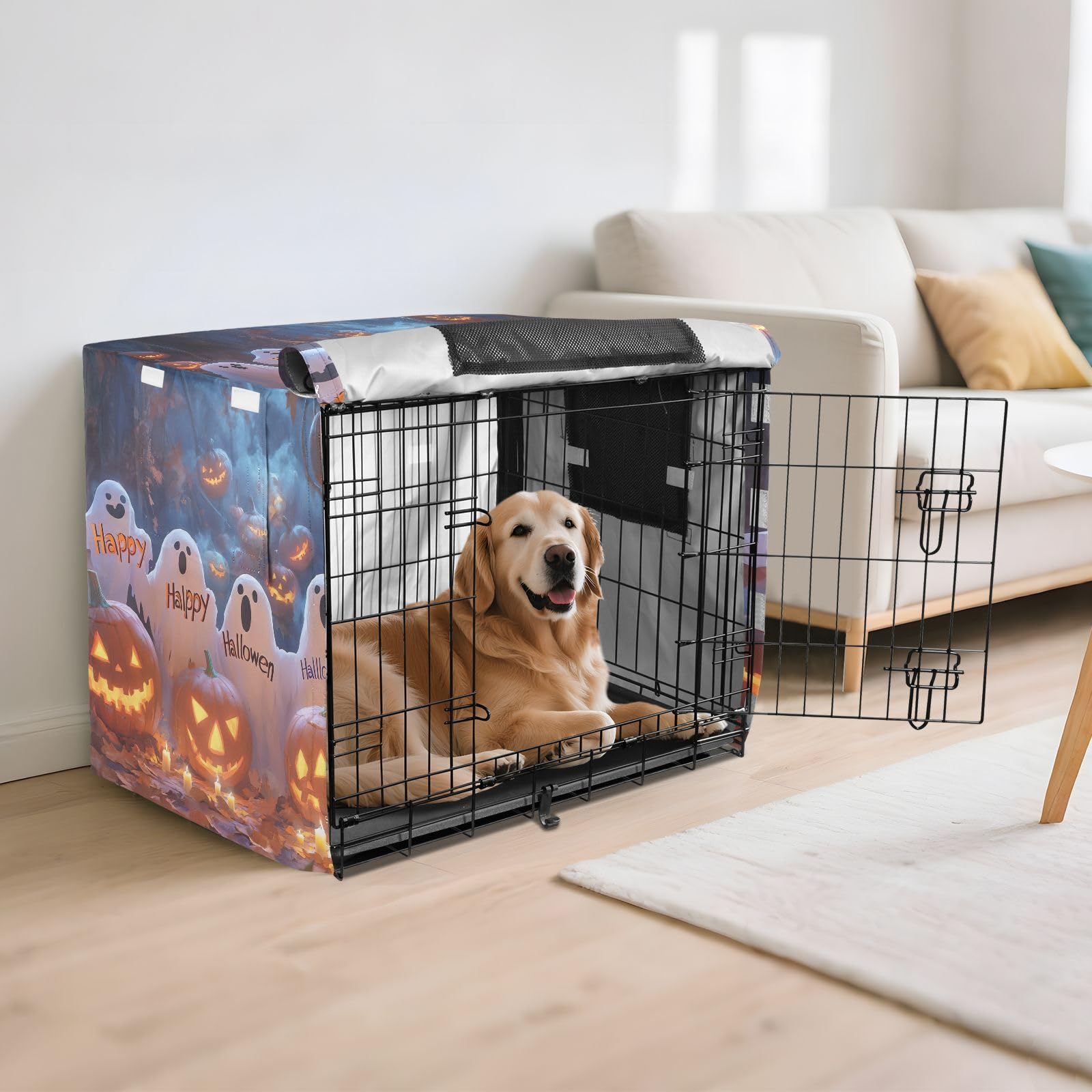Group Pumpkins Winddichte Hundekäfigabdeckungen Einfach zu installieren Haustierkäfig Abdeckung mit Öffnungen