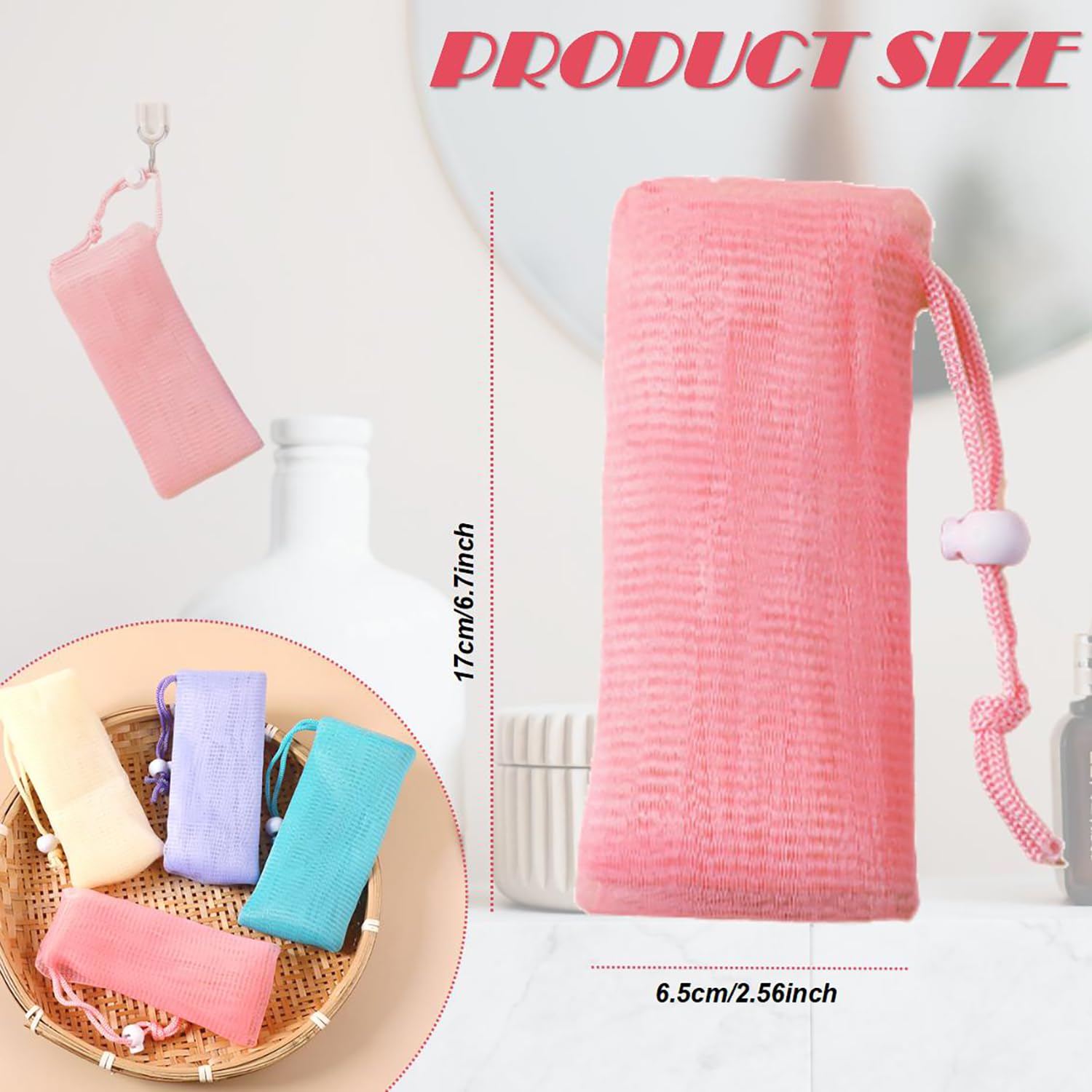 10Packs Exfoliating Mesh Soap Bag Mesh Saver Pouch Bubble Foaming Nets Pocket Drawstring Foaming Net Soap Bag for Shower Body Facial Cleaning Tool Random Color