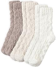 6 Pcs Fluffy Socks Womens Set, Cosy Thick Sfuzzy Socks Slippers Cute Warm Inner Wear Winter Crew Neck Home Sleeping for Valentines Mother’s Day Birthday Gifts