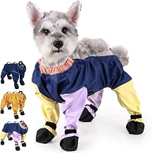 Dog Snow Boots with Suspenders,Anti Dirt Waterproof Dog Pants with Reflective Straps for Small to Medium Dogs,Winter Shoes with Paw Protectors,One-Piece Design and Open-Seam for Convenient Excretion