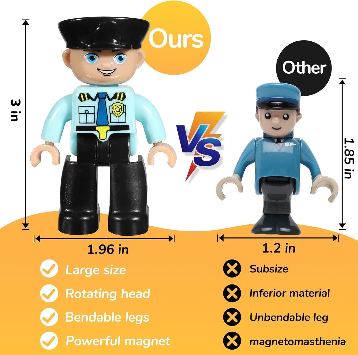 Mruikeny Large Magnetic Figures, 3 Inches Community Figures Set, 12 Pieces Magnetic Play People Magnet Building Toys for Kids Ages 3 4 5 6 7 8+, STEM Learning Toys Magnet Tiles Expansion
