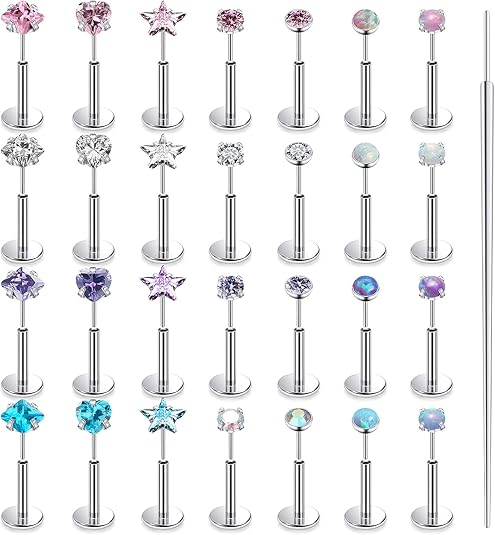 Lsnevsie Threadless Flat Back Earrings Set