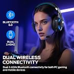 Monster Mission 300 Casque de jeu sans fil, 2.4GHz/Bluetooth écouteurs, faible latence, stéréo, reconnaissance de l'emplacement audio, 48H Durée de vie de la batterie, adapté pour PS5, PC, PS4 et autres dispositifs de jeu
