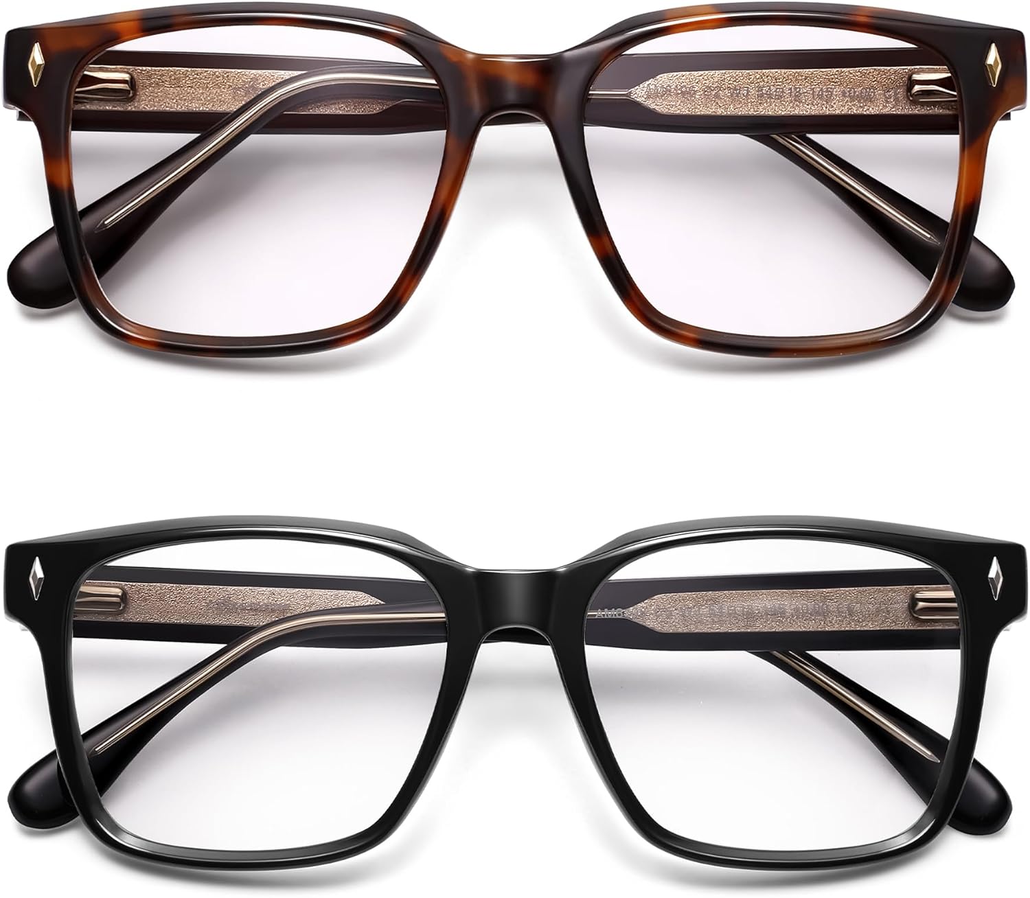 AMOMOMA Retro Square Reading Glasses for Women,Men,Men Blue Light Blocking Computer Readers Spring hinge AM6196