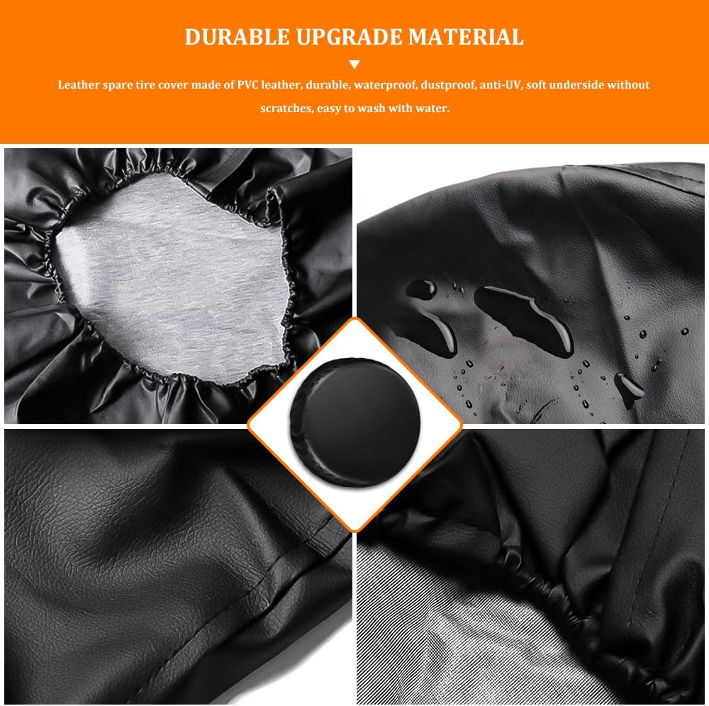 ASUBHA Spare Tire Cover, Waterproof PVC Thickening Leather Tire Wheel Covers, Tough Tire Wheel Protector, Universal Fit for Jeep, Trailer, RV, SUV, Truck (Fits Entire Tire Diameters 32-33 Inch)