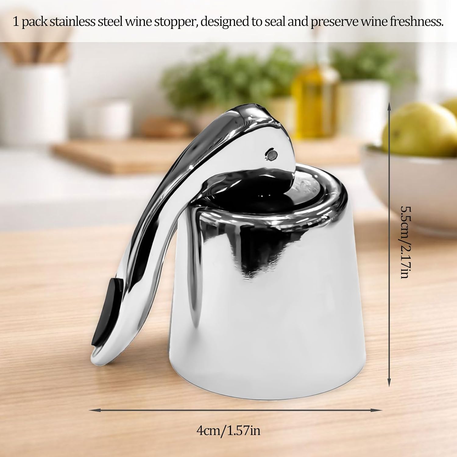 Premium Stainless Steel Wine Bottle Stopper, Reusable Airtight Beverage Preserver, Leakproof Wine Sealer Accessories for Standard Wine Bottles
