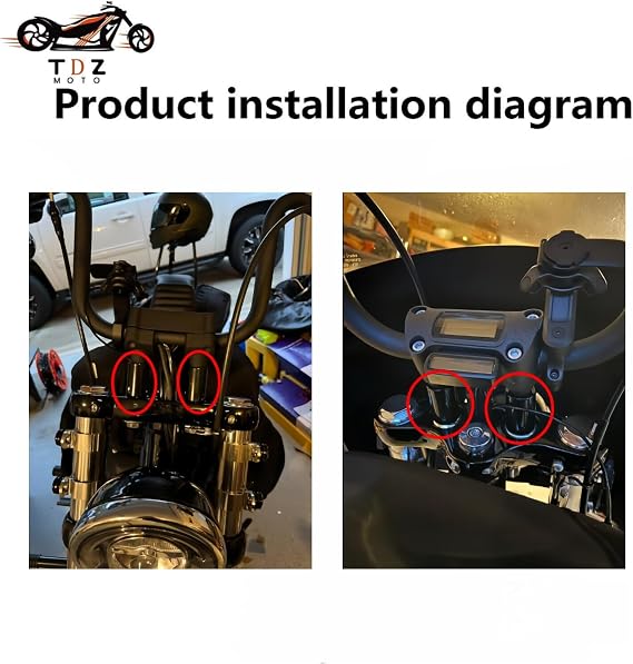 TDZ 2'' Inch Rise Handlebar Risers Extension For Harley 1-1/4'' Handlebars Black Motorcycle Spacers