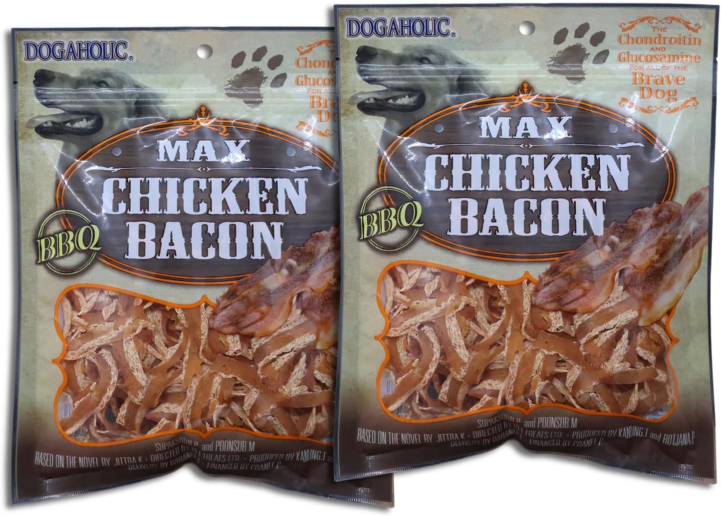 Dogaholic BBQ Max Chicken Bacon Strips | High-Protein Dog Treats | Low-Fat Bacon Barbecue Flavour Snacks for Dogs | Enriched with Vitamin E | Real Chicken Jerky Treats – Pack of 2