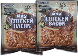 Dogaholic BBQ Max Chicken Bacon Strips | High-Protein Dog Treats | Low-Fat Bacon Barbecue Flavour Snacks for Dogs | Enrich... Price In India