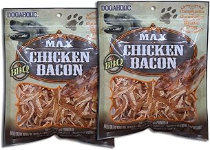 Dogaholic BBQ Max Chicken Bacon Strips | High-Protein Dog Treats | Low-Fat Bacon Barbecue Flavour Snacks for Dogs | Enriched with Vitamin E | Real Chicken Jerky Treats – Pack of 2