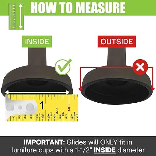 Miniatura 3 de Project Patio 1-12 pulgadas de hierro forjado para muebles de patio y patas de silla para exteriores, deslizadores de copa para insertar tapas de