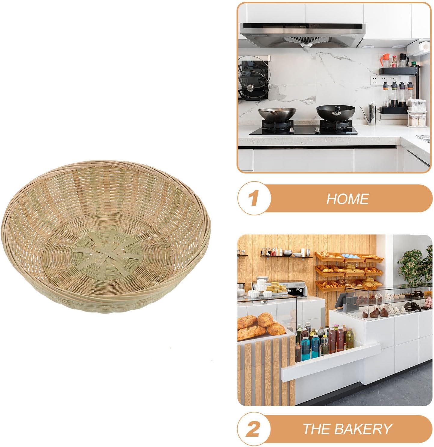 Handmade Bamboo Woven Storage Basket for Bread and Fruit Serving