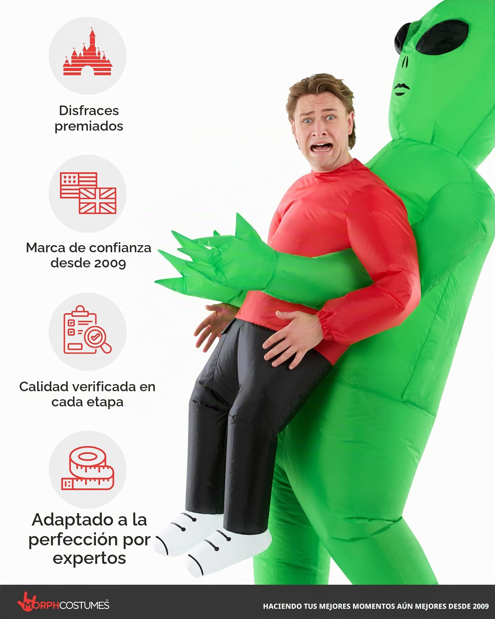 Morph Disfraz inflable rojo de alienígena para adultos, disfraz de alienígena para adultos, disfraces inflables para adultos