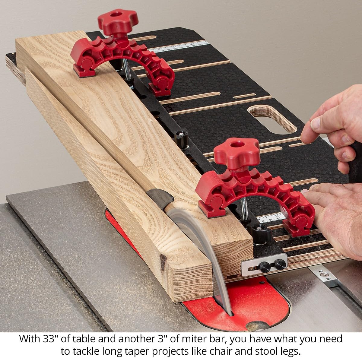 Woodpeckers Taper Sled, Table Saw Taper + Straight Line Jig, Perfect for Chair + Table Legs & Edge Jointing, Features 37" Miter Bar & 2 Hold-Down Clamps + Steel Fence TSL-32