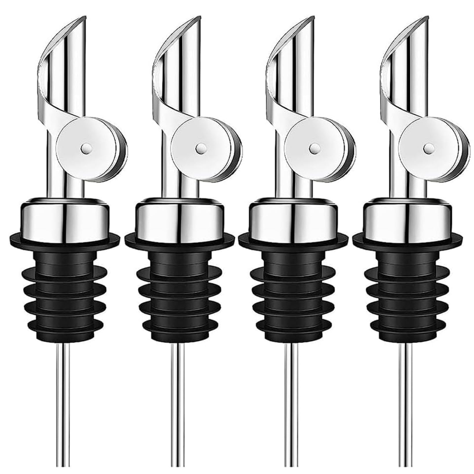 Pafuen 4 Pack Liquor Pour Spout, Oil Pourer, Olive Oil Pour Spout for Olive Oil Dispenser(Silver)