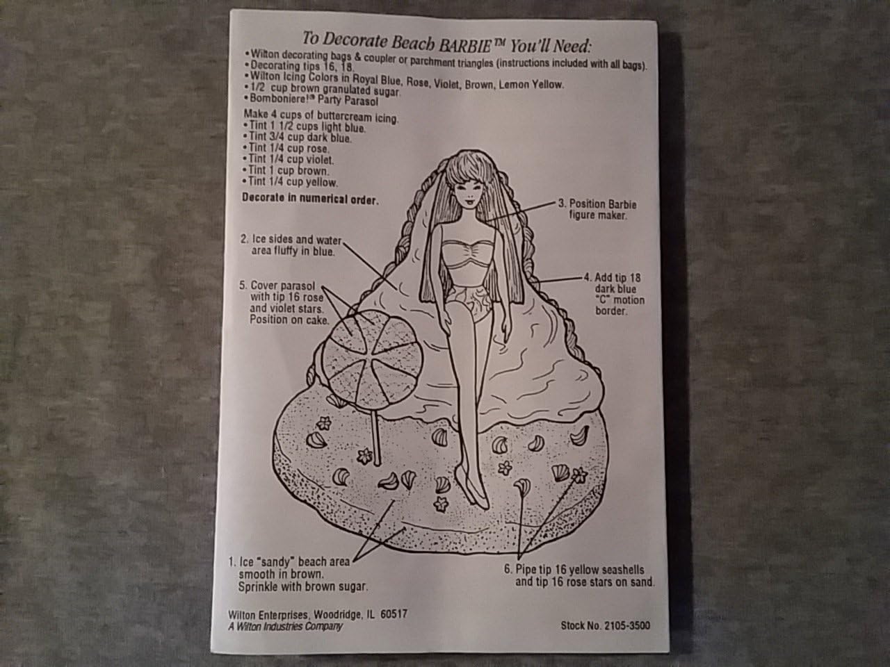 Wilton Cake Pan instructions for Beach Barbie cake