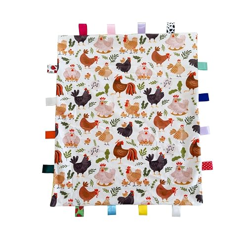 TRYTUTRY Tag Blanket for Babies, Soft Baby Security Blanket with Tags, Cute Baby Sensory Blankets, 55x45CM/21.7x17.7INCHES