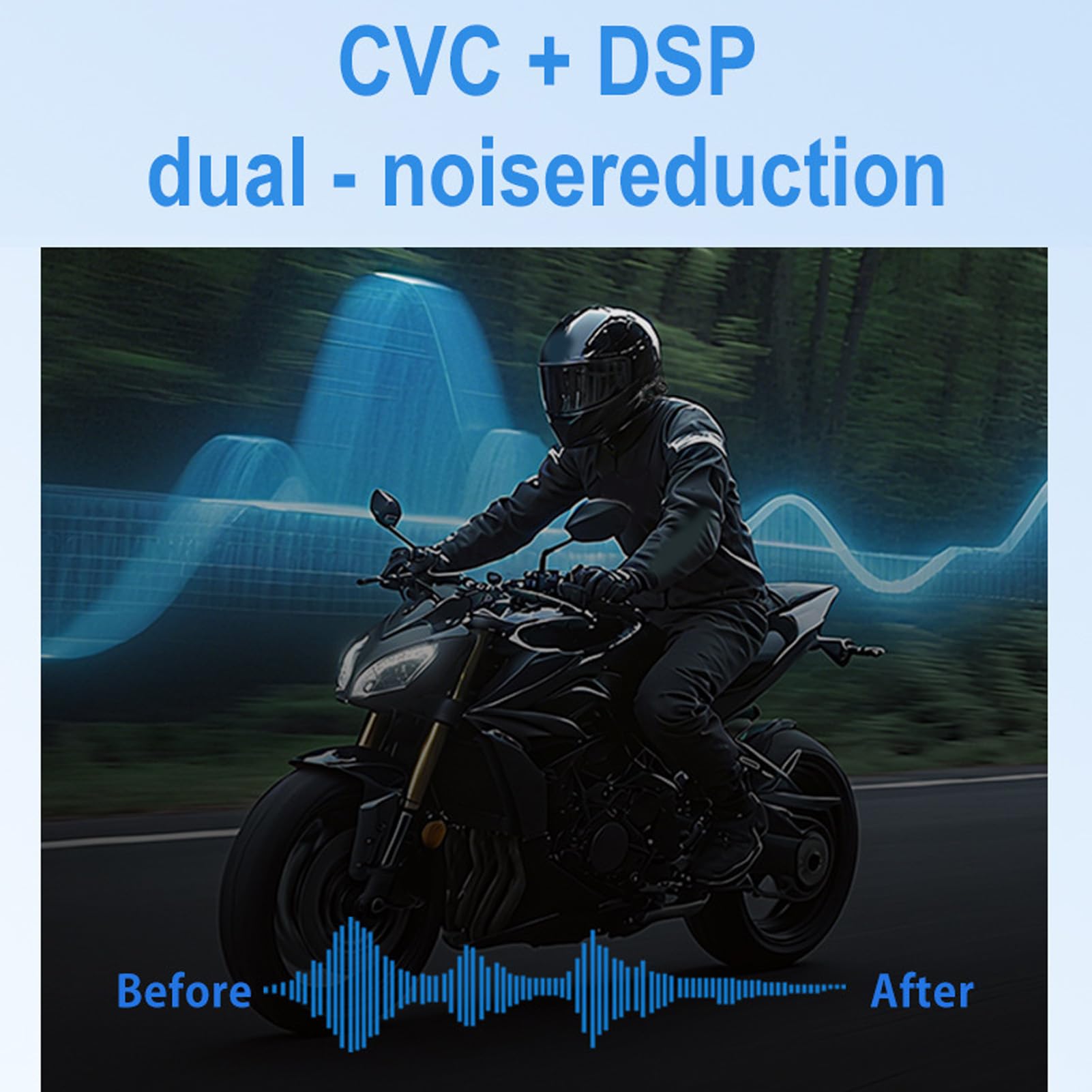 Interfono Bluetooth per Casco Moto, Cuffie Bluetooth con Cancellazione del Rumore CVC, IP67, for Guida in Moto