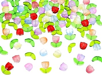 Penta Angel Tulip Beads 50Pcs25Sets Assorted Color Transparent Glass Flower Beads Handcrafted Acrylic Spacer Loose Beads Charm for Earrings Bracelets Necklace Jewelry Making 50
