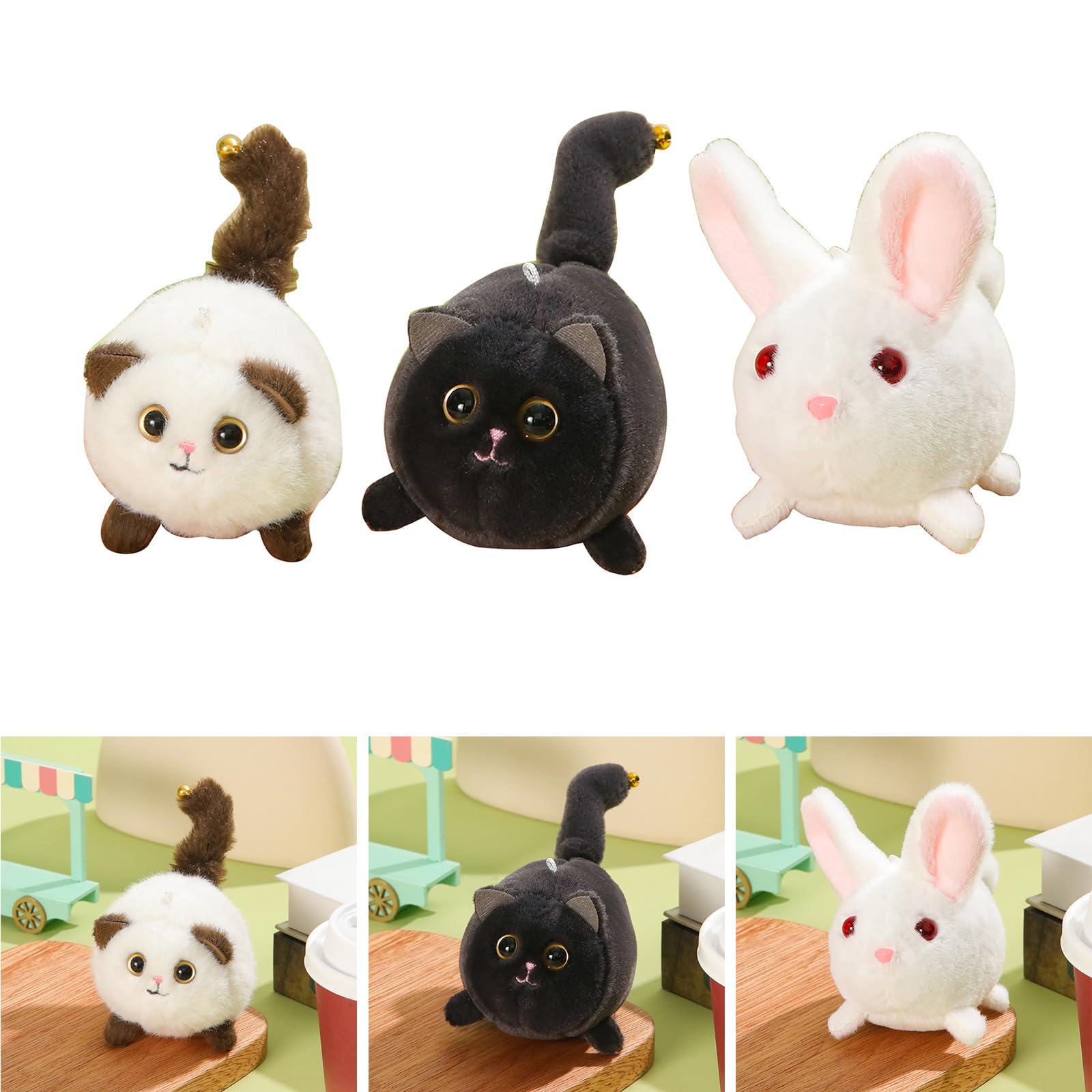 hejhncii Kids Backpack Plush Pendant TailWiggly Cartoon Animal Keyring Cute Girl Shoulder Bag Accessories Fuzzy Hanging Ornament Plush Cartoon Animal Toy