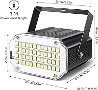 Vista 4 de Luz estroboscópica LED, 48 luces LED blancas intermitentes, flashbulb, estroboflash, estroboflash, cuerpo negro, uso para discoteca, salón de baile