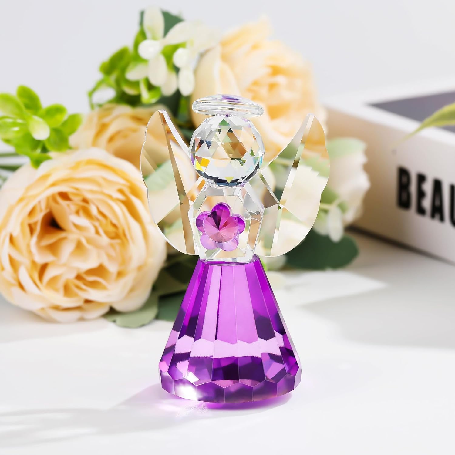 YWHL Purple Crystal Angel Figurine, Glass Guardian Angel Gifts for Women image 2