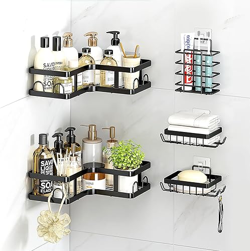 Miniatura 2 de Paquete de 14 ganchos de repuesto para regadera, ganchos fuertes, estante de ducha sin perforación, ganchos para cesta, soporte de jabón y estantes