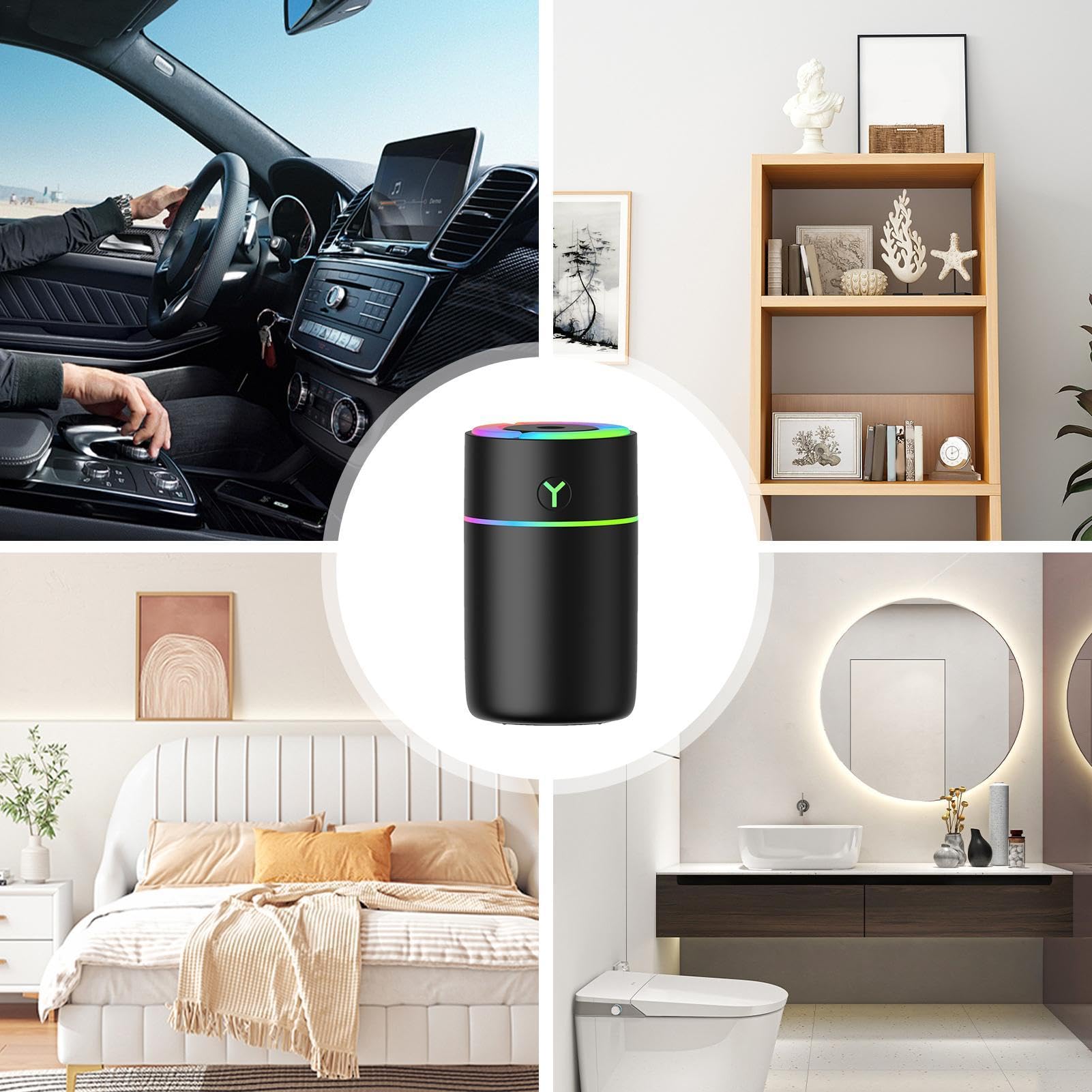 Diffusore Auto Lussuoso Con Strass E Luce LED - Umidificatore E Purificatore D'aria Per Un'aria Sempre Fresca